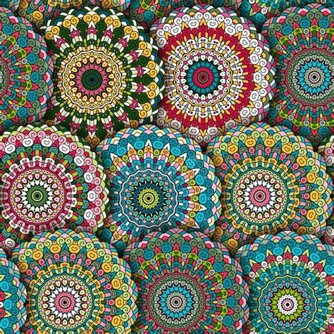 Round Mandala Bezszwowy Wzór Język Arabski Indianin Islamski