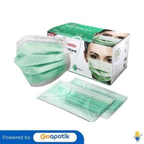 Jual Onemed 3ply Masker Bedah Karet Earloop Warna Hijau Box 50 Pcs