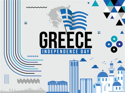 Greece Independence day 25 March Banner Design with Greek Flag, colors ...