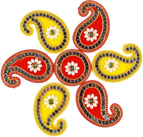 Buy Multicolor Paisley Acrylic Rangoli Stickers For Pooja Room Rangoli