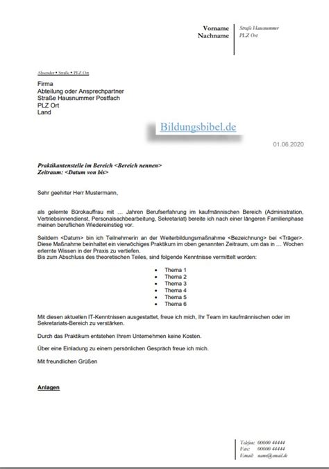 Bewerbungsschreiben Vorlage Praktikum Studium Financial Report