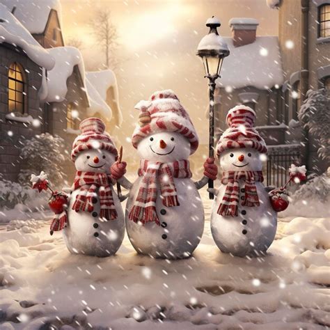 Premium Photo Christmas Card With A Snowman Holding An Umbrella In