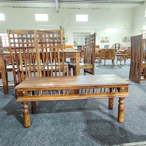 Burma Teak Wood Cherry Dining Set Seater With Chairs And One Bench