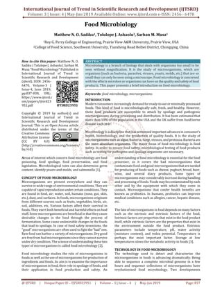 IJTSRD Food Microbiology Journal Article | PDF