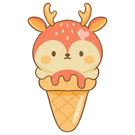 Gambar Ilustrasi Es Krim Rusa Yang Lucu Rusa Es Krim Imut Png Dan