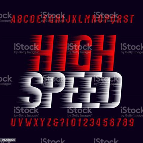 High Speed Alphabet Font Wind Effect Type Letters And Numbers Stock