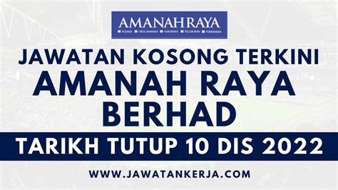 Pengambilan Jawatan Kosong Di Amanah Raya Berhad