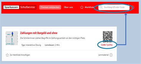 Codes Und Merkliste Sparkassen Schulservice