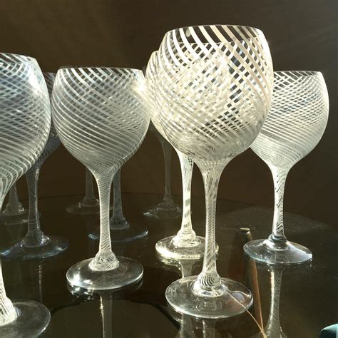 Set Of 12 Murano Wine Glasses Attributed To Venini At 1stdibs Set Of