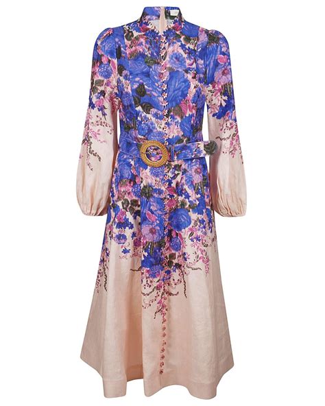 Zimmermann High Tide Buttoned Midi Dress In Purple Lyst