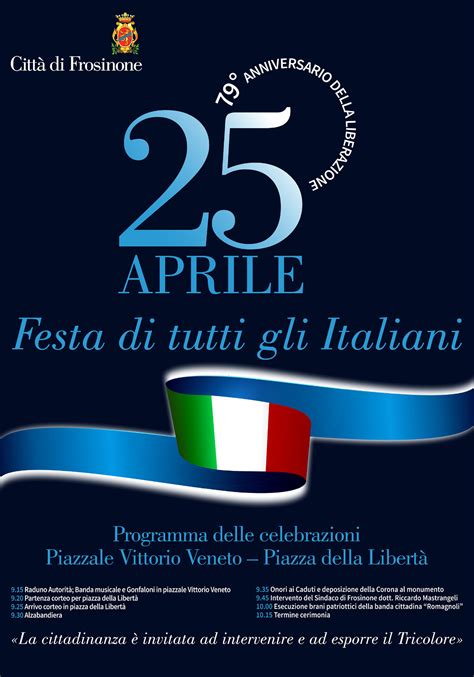 FROSINONE PROGRAMMA CELEBRAZIONI 25 APRILE 79 ANNIVERSARIO DELLA