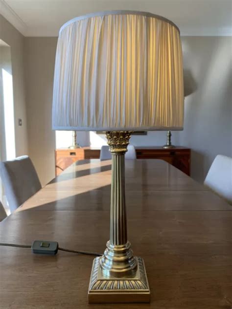 VINTAGE CHELSOM BRASS Corinthian Column Lamp With Laura Ashley Silk