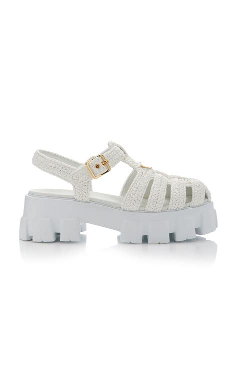 Prada Monolith Raffia And Rubber Fisherman Sandals It 35 Editorialist