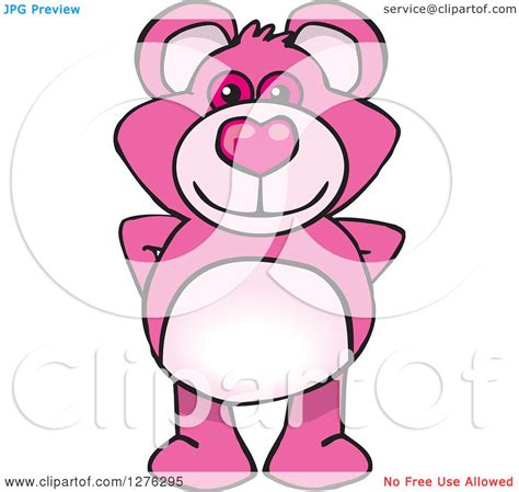 Clipart Of A Pink Teddy Bear Standing Royalty Free Vector