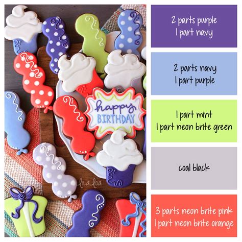 Blue Pale Green And Coral Birthday Color Palette And Icing Color Formulas