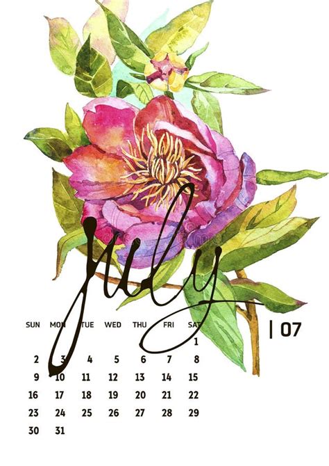 Calendar 2017 Templates With Watercolor Illustations Stock