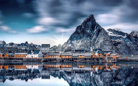 2560x1600 Mountains Lake Buildings Reflection Hd Wallpaper Pxfuel