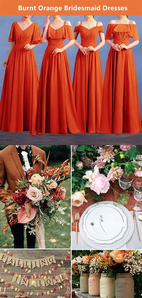 Burnt Orange Chiffon Bridesmaid Dresses Mismatched In 2021 Bridesmaid