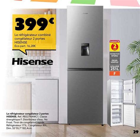 Promo Le R Frig Rateur Cong Lateur Portes Hisense Chez Atlas