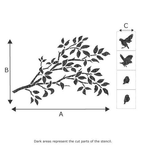 Sparrows Branch Decorative Stencil Large Reusable Creative Wall