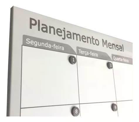 Quadro Lousa Magnético Planej Mensal 60x90cm Personalizado