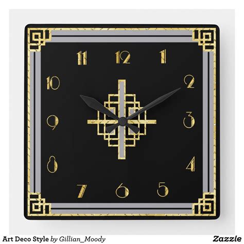 Art Deco Style Square Wall Clock Art Deco Clock Art Deco Wall Wall Art Decor Custom Wall