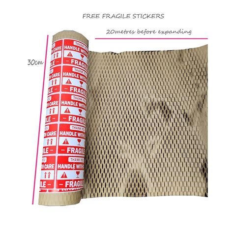 20m Eco Friendly Kraft Brown Honeycomb Mesh Wrapping Paper Void Filler