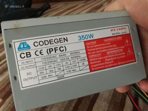 W Codegen Pin Cm Fan Atx Skelbiu Lt