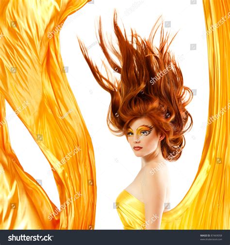 Fire Teenager Girl Beautiful Red Hair Stock Photo 87469058 Shutterstock