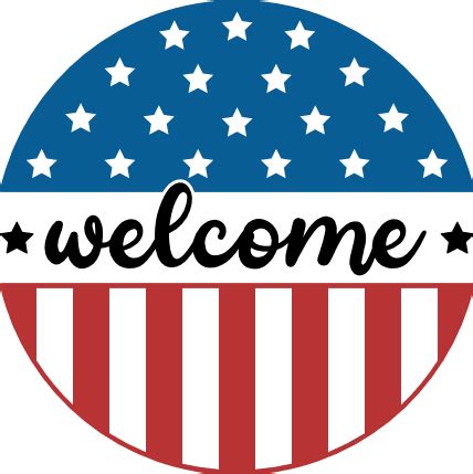 Welcome Circle Sign USA Flag 4th Of July Door Decor Free Svg File