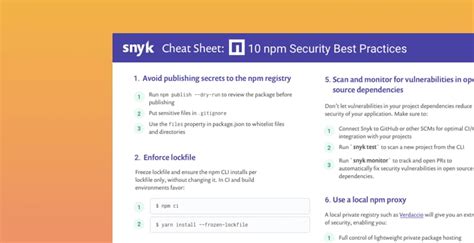 10 Npm Security Best Practices Snyk