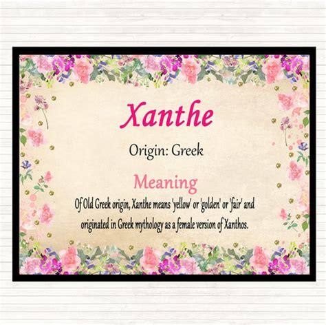 Xanthe Name Meaning Dinner Table Placemat Floral The Card Zoo