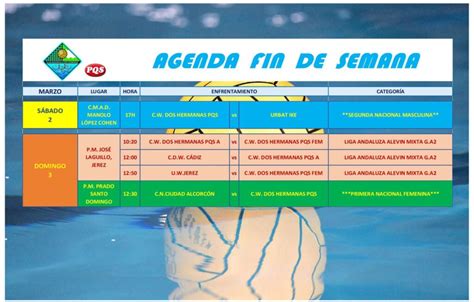 Agenda Del Fin De Semana Del Club Waterpolo Dos Hermanas Pqs Club