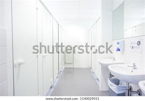 Public Building Womans Toilets Whit Sinks Stock Photo