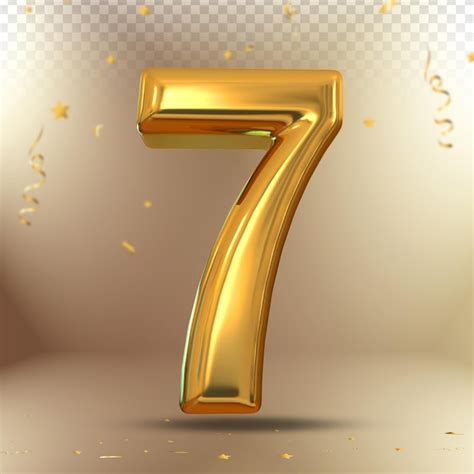 Premium Psd Number 7 Gold 3d Render