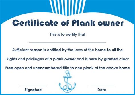 Plank Owner Certificate Template Free Downloads And Printables In Pdf