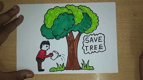 Drawing For Kids On Save Trees