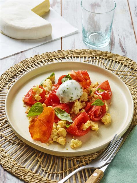 Salade De Tomate Crumble De Reblochon Et Sorbet Basilic Reblochon