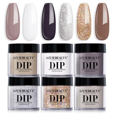 Amazon AZUREBEAUTY Dip Powder Nail Set 6 Colors Fall Winter Nude