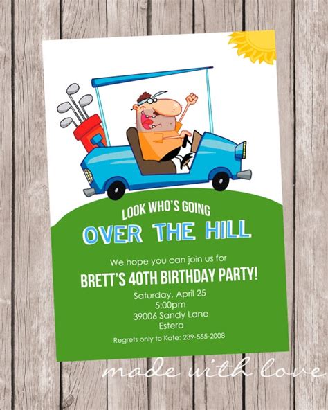 Over the Hill A Party Invitation Personalized and Printable | Etsy