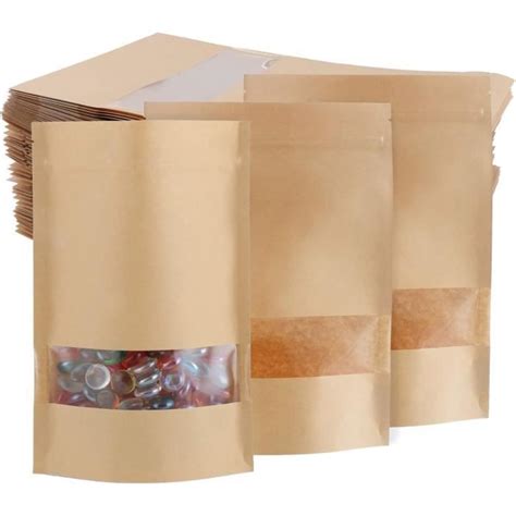 Lot De Sacs Alimentaires En Papier Kraft Avec Fen Tre Transparente