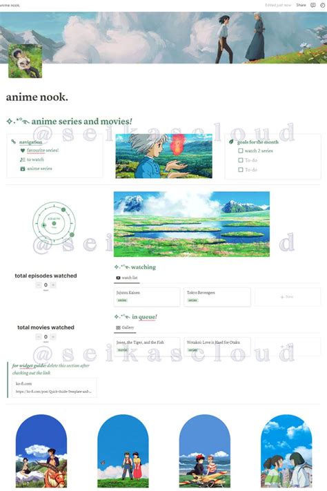 Studio Ghibli Anime Watchlist Tracker Notion Template In 2023 Studio