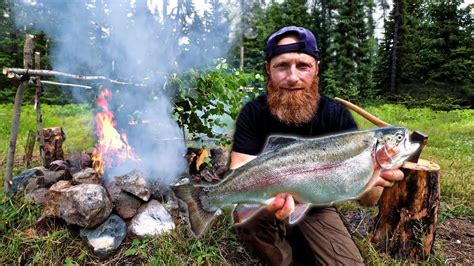 Cooking Fish On Primitive Bushcraft Smoker In The Wild Catch Clean