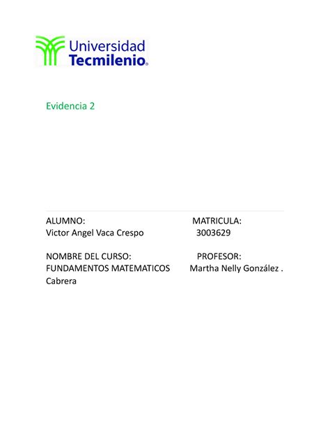 Evidencia 2 Fundamentos Matematicos Evidencia 2 De Fundamentos