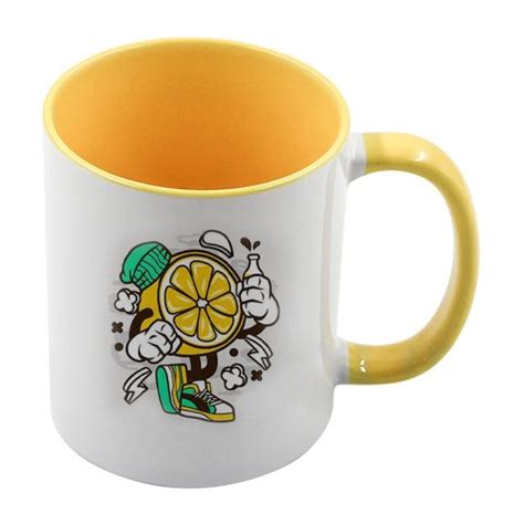 Taza Con Interior Y Asa De Color Para Sublimaci N Amarillo Dorado