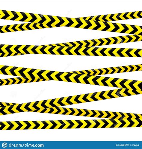 Crossed Caution Tape Set Yellow And Black Warning Stripes Stock Vector