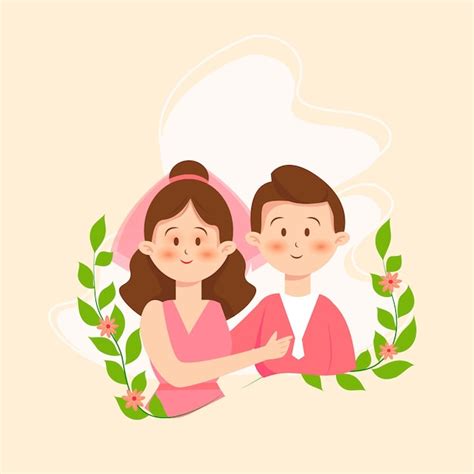 Ilustración de vector de pareja de boda Vector Premium