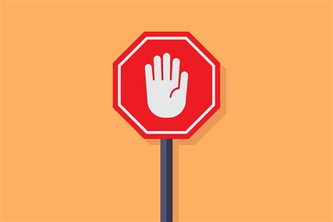 Stop sign illustration flat, stop sign board with hand stop sign, flat design vector ...