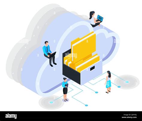 Composici N Isom Trica De Servicios En La Nube Con Iconos De Carpetas