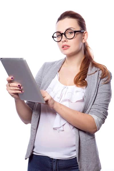 Brunette Size Woman Smart Casual Outfit Jacker Blouse Isolated White Stock Photo By Annademy